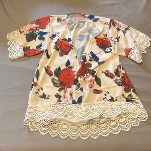 Cream, Floral Cardigan